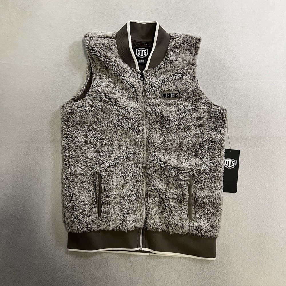 OTS Green Bay Packers Sherpa Full Zip Vest Women's Medium NFL Team Apparel NWT